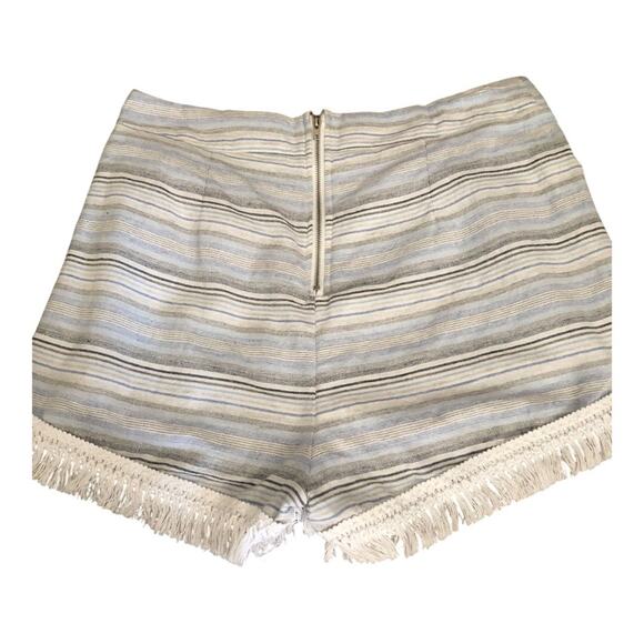 lulus Savvy Blue and White Striped White Fringe Along Sides Hem Shorts Medium - Picture 5 of 11